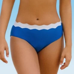 Women's Wavy Stripe Trim Banded High Waist Bikini Bottom - Cupshe -Cupshe GUEST f86a9360 658a 414e a85d c1e29084a25c