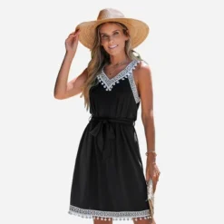 Women's Belted Pom Pom Mini Dress - Cupshe -Cupshe GUEST f92f4a7f 38a7 460f 9b96 154740d87c70