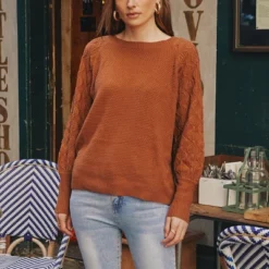 Women's Pumpkin Spice Textured Knit Sweater - Cupshe -Cupshe GUEST fbfdd5a2 06ff 421c 9a7c db0ff1207b02