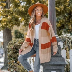 Women's Striped Textured Knit Open Front Cardigan - Cupshe -Cupshe GUEST feaab883 2539 4f46 b5f1 87a67c9b72ba